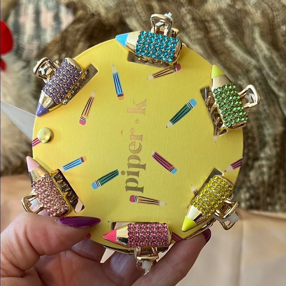 NWT Piper K Glitter Rhinestone Pencil Hair Clips 6 individual colors 6 pieces - Picture 4 of 6